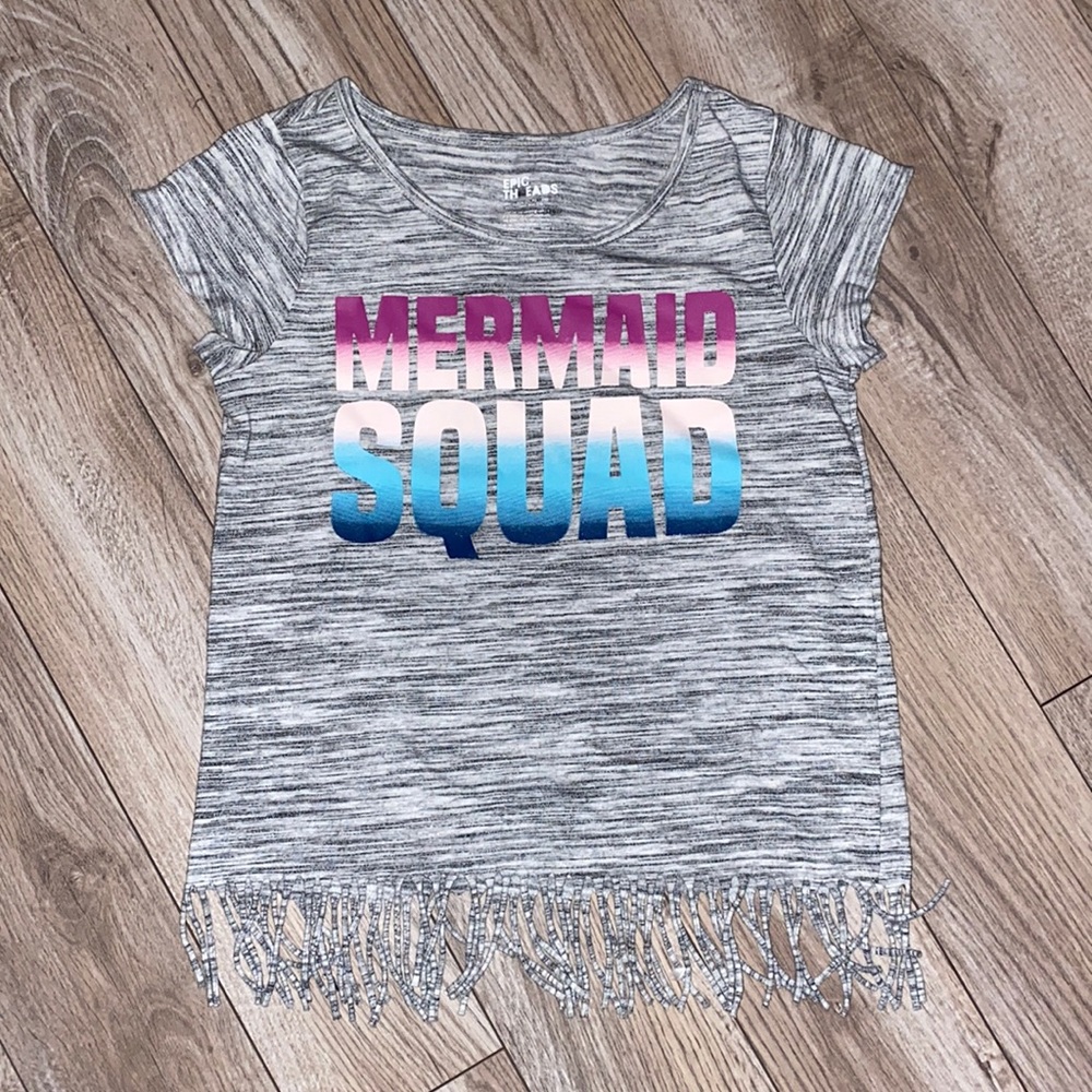 Epic Threads mermaid squad fringe short sleeve top girls size medium